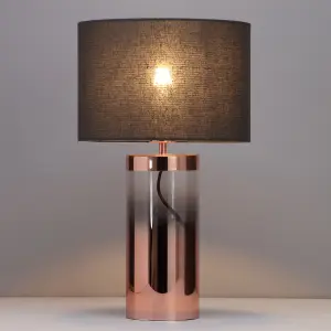 Inlight Erinome Ombre Cylinder Satin Amber & dark grey Copper effect Table light