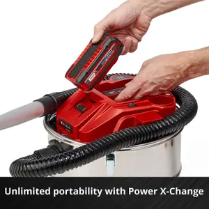 Einhell Cordless Ash Vacuum Cleaner 15L 100mbar Power X-Change 18V TE-AV 18/15 Li C - Body Only