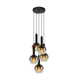 Lucide Marius Modern Cluster Pendant Light 55cm - 5xE27 - Black