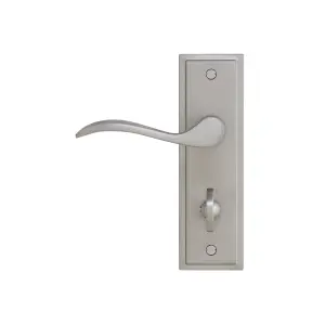 Colours Sennen Nickel effect Aluminium Scroll WC Door handle (L)105mm (D)86mm, Pair