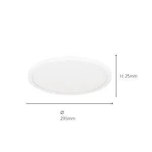 Eglo Rovito-Z Round White Plastic Smart Control Colour Changing LED Ceiling Light, (L) 29.5cm