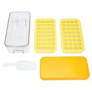 Ice Cube Tray - Cube Ice Ice Trays with Lid & Bin for Freezer - Mini Ice Cube Maker - 64pcs Easy Ice Cube Removal