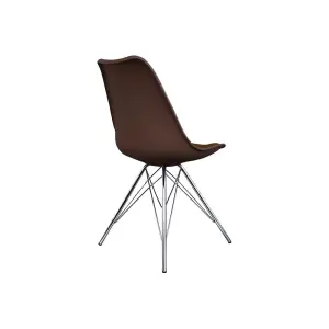 Soho Chocolate Brown Plastic Dining Chair with Chrome Metal Legs