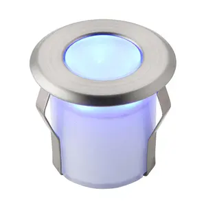 Luminosa Cove Outdoor Coastal Recessed Ground Light Blue IP67 0.8W Marine Grade Brushed Stainless Steel & Frosted