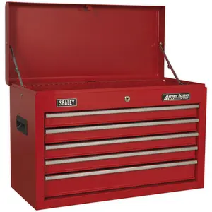 High Gloss Red 5 Drawer Tool Chest Storage Unit - Compact and Secure