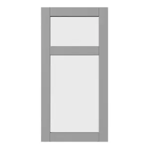 GoodHome Alpinia Matt slate grey wood effect Shaker Glazed Dresser Cabinet door (W)500mm (H)1245mm (T)18mm