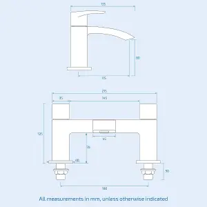 Nes Home Vago Contemporary Matte Black Deck Mounted Waterfall Bath Filler Tap