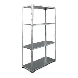 RB BOSS Garage Shelving Unit 4 Shelf Bolted Galvanised Steel Garden Shed Storage (H)1450mm (W)750mm (D)300mm