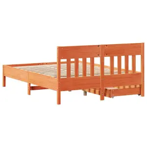 Berkfield Bed Frame without Mattress Wax Brown 140x190 cm Solid Wood Pine