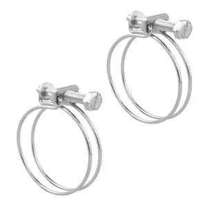 Pisces Double Wire Hose Clips to fit 50mm hose (2in) Pipe (2 pack)