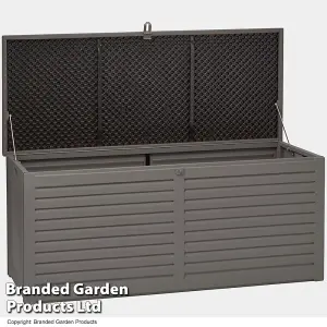 Garden Gear Grey Lockable Storage Patio Box with Sit-on Lid Weatherproof Polypropylene Secure Outdoor Seating (490 Litre Box)