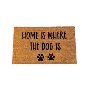 Coir Products Coir Doormat with the Design Text of "Home Is Where the Dog Is"