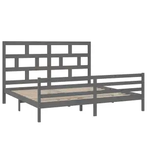 Berkfield Bed Frame Grey Solid Wood Pine 200x200 cm