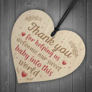 Red Ocean Handmade Wooden Heart Plaque Gift For Midwife Midwives Nurse Newborn Baby Thank You Gift