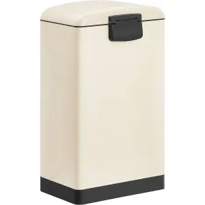 Rubbish Bin, 30L Trash Can, Steel Pedal Bin, with Inner Bucket and Lid, Soft Closure, Airtight, for Kitchen, Living Room, White