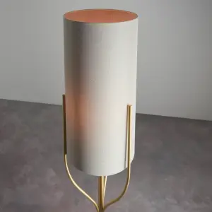 Anson Lighting Cortez Floor light finished in Satin brass plate and natural linen mix fabric