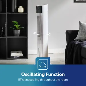 Geepas 42-inch Air Cooler Tower Fan With Remote Control, Digital Touch Display 4 Modes with 12 Hour Timer, White