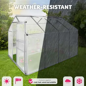 Greenhouse - aluminium frame, sliding door, roof window - 250 x 185 x 195 cm