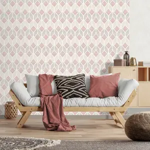 Muriva Red Tropical Distressed effect Embossed Wallpaper