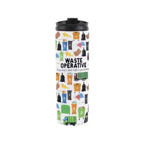 Waste Operative Travel Mug - Novelty Bin Man Worker Gift - Stainless Steel Double-Walled Hot/Cold Drinks Travel Flask