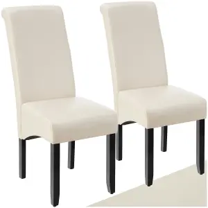 Dining Chair - ergonomic seat shape, high backrest, padded, faux leather - cream