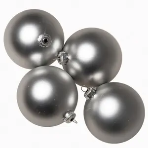 Luxury Shatterproof Baubles Ornament (Set of 4) Silver Satin