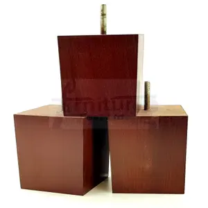 4x SOLID WOODEN FEET REPLACEMENT FURNITURE LEGS 90mm HEIGHT SOFAS CHAIRS STOOLS M8 TSP2037 Mahogany