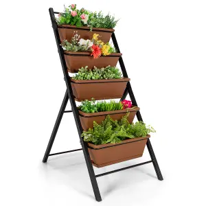 Costway 5-Tier Vertical Raised Garden Bed Freestanding Garden Planter with 5 Container Boxes