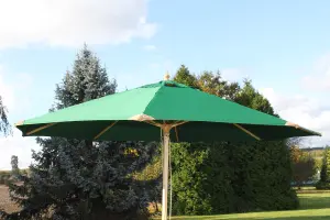 Large Hardwood Garden Parasol Umbrella - 3M Wide - (Dark Green)