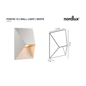 Nordlux Pontio 15 Outdoor Patio Terrace Garden Wall Light In White (Height) 19cm