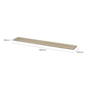 GoodHome Rigga Modular Oak effect Rectangular Floating shelf (L)118cm x (D)19cm