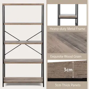 Costway 5-Tier Bookshelf Industrial Wood Bookcase Freestanding Display Rack Organizer