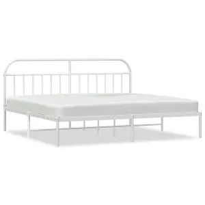 Berkfield Metal Bed Frame with Headboard White 200x200 cm