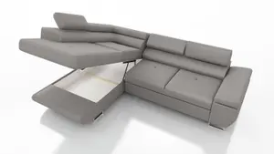 Anton Large Corner Sofa Bed in Light Grey Left Facing