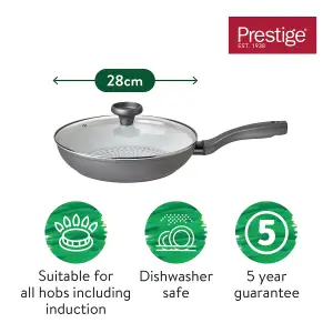 Prestige Earth Pan Grey Round Aluminium Induction Suitable Eco-Friendly Non-Stick Covered Frying Pan 28cm