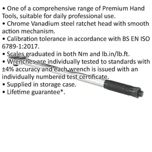 High Precision Calibrated Torque Wrench 1/2" Drive 40-210 Nm for Accurate Torque Measurements