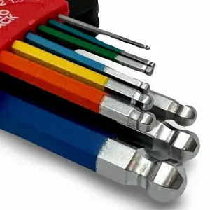 Autojack Mini Ball End Allen Hex Key Set 9 Piece Short Multi Coloured Tools