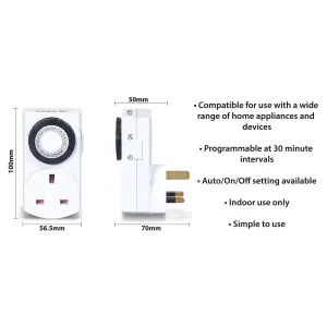 24 Hour Basic Programmable Mechanical Timer Switch for Mains Plug