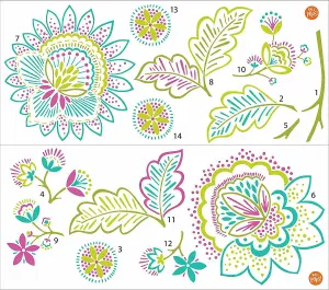 Wallpops Colourful Jeweled Floral Flowers Wall Art Kit Stickers