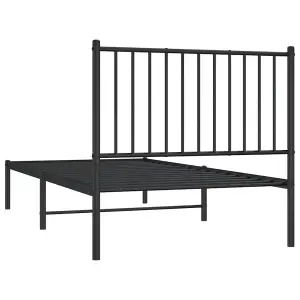 Berkfield Metal Bed Frame with Headboard Black 90x190 cm 3FT Single