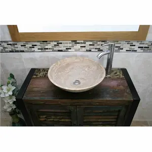 Hastings 900mm Free-Standing Single Vanity Unit with Basin & Faucet Travertine Basin