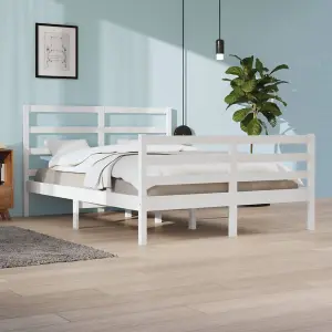 Berkfield Bed Frame White Solid Wood Pine 140x200 cm