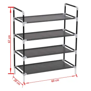 Berkfield Shoe Rack with 4 Shelves Metal and Non-woven Fabric Black