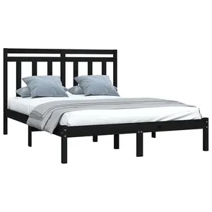 Berkfield Bed Frame Black Solid Wood 140x200 cm