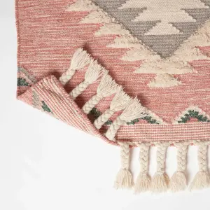 Homescapes Pali Pink Kilim Wool Rug 90 x 150 cm