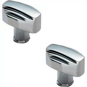 2x Square Cabinet Door Knob Geometric Design 30 x 20mm Polished Chrome