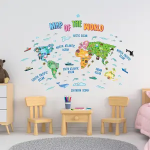 Walplus Map Of The World Kids Sticker PVC Blue