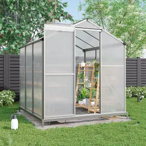 Garden Plants Grow House with Aluminium Frame Large Walk-In Green House with Base and Window 6x6 ft