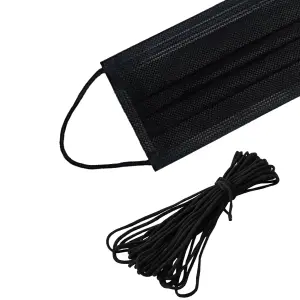 2.5mm Wide Soft Elastic Band, Thin Round Cord, Stretchy Elastic String, Black - 25 metres