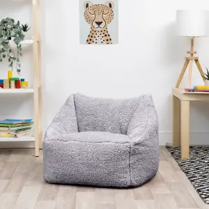 icon Kids Teddy Bear Armchair Bean Bag Grey Childrens Bean Bags